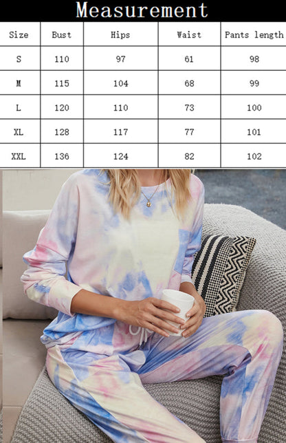 Loungewear- Tie Dye Duo Cotton Loungewear - Long Sleeves Tee and Pencil Pants- - Pekosa Women Clothing