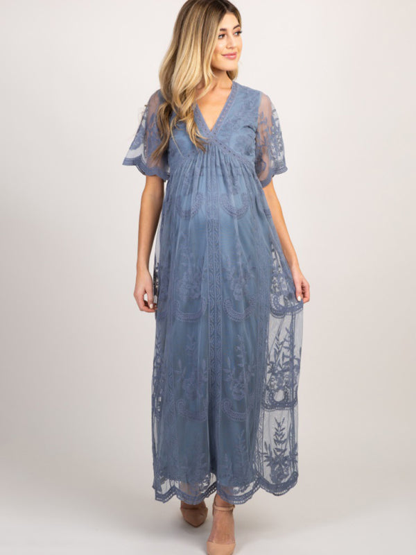 Maternity Lace Maxi Dress for Elegant Moms-to-Be