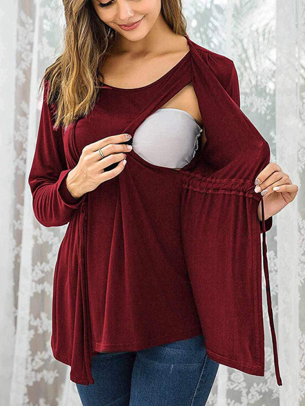 Bump-Friendly Maternity Nursing Flowy Blouse Top for Breastfeeding Moms