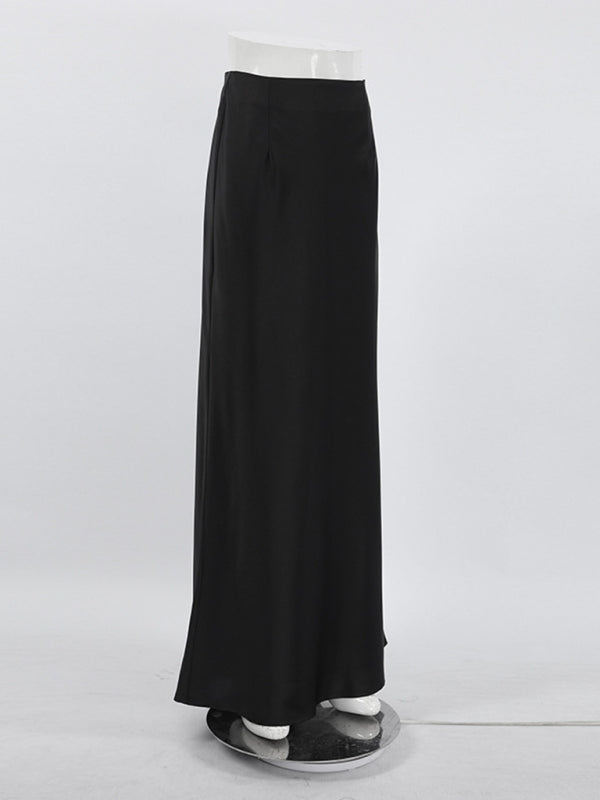 Maxi Skirts- Satin Bias High Waist Maxi Skirt- - Pekosa Women Clothing