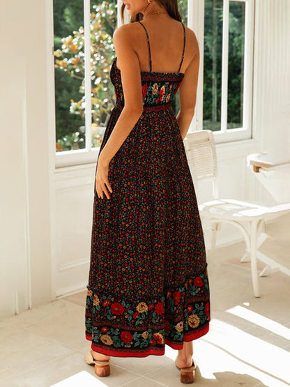 Maxi dress- Summer Blossom Suspender Maxi Dress - Cami Dress- - Pekosa Women Clothing