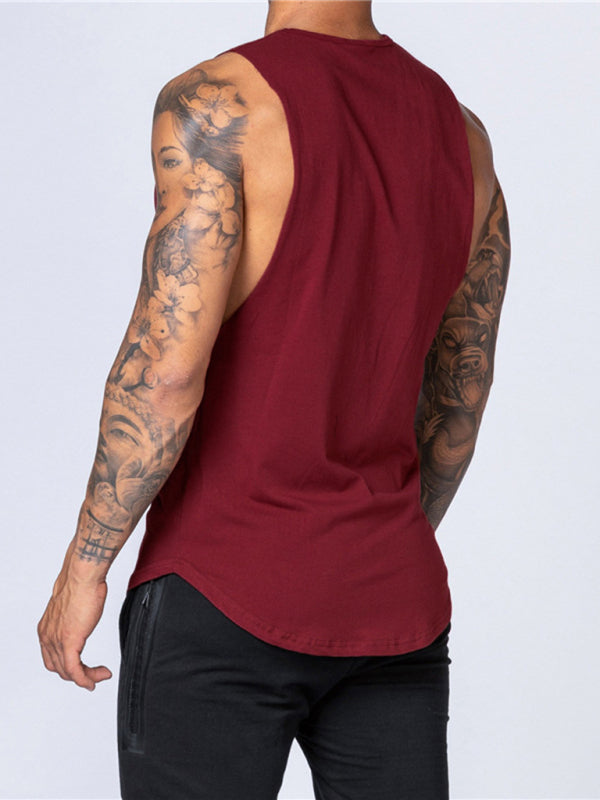 Men's Vests- Men’s Solid Cotton Gym Vest | Sleeveless Top- - Pekosa Women Clothing