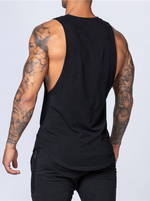 Men's Vests- Men’s Solid Cotton Gym Vest | Sleeveless Top- - Pekosa Women Clothing