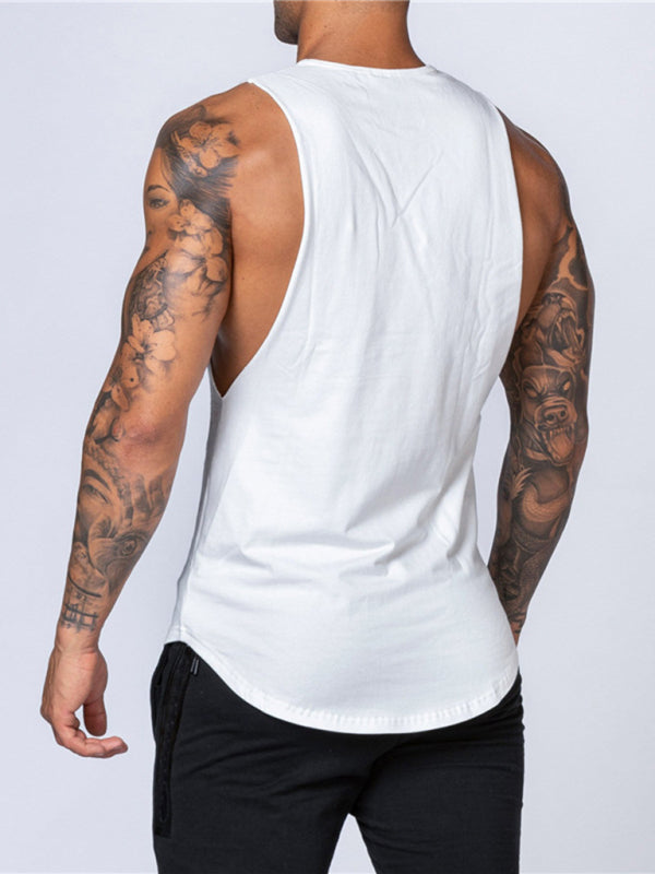 Men's Vests- Men’s Solid Cotton Gym Vest | Sleeveless Top- - Pekosa Women Clothing