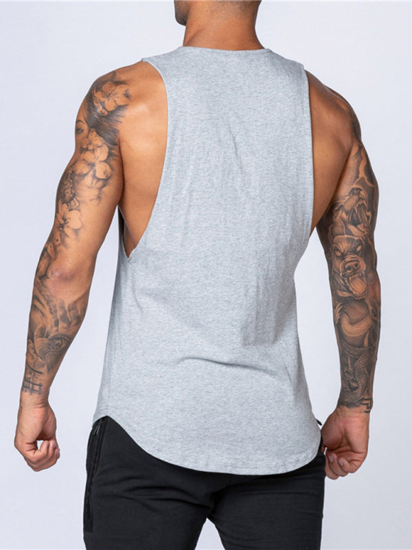 Men's Vests- Men’s Solid Cotton Gym Vest | Sleeveless Top- - Pekosa Women Clothing