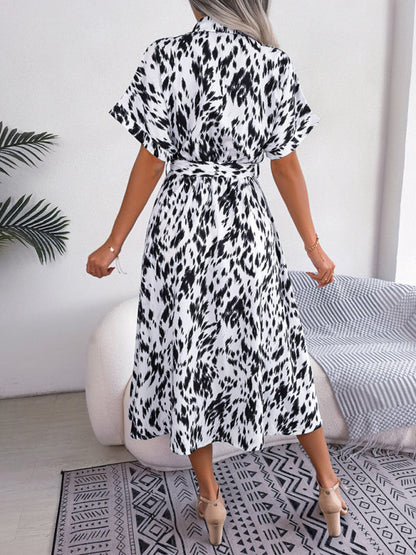 Midi Dress- Unleash Your Inner Wild with Our Leopard Print Midi Shirt Dress- - Pekosa Women Clothing