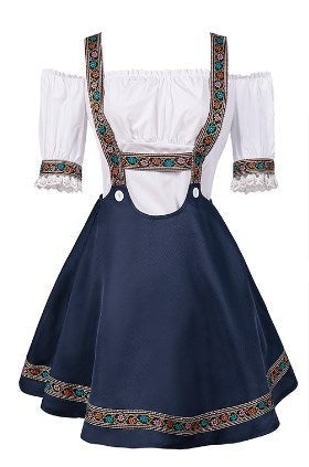 Oktoberfest Costume- Oktoberfest Bavaria Maid Outfit - German Cosplay Charm!- Navy blue- Pekosa Women Clothing