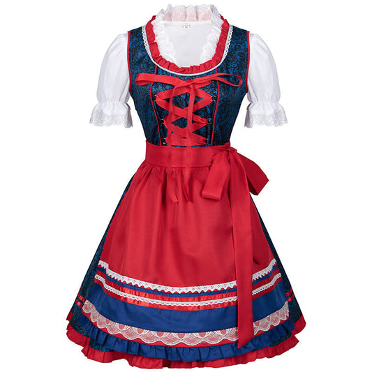 Oktoberfest Costume- Oktoberfest Bavaria Maid Outfit - German Cosplay Perfection!- Red- Pekosa Women Clothing