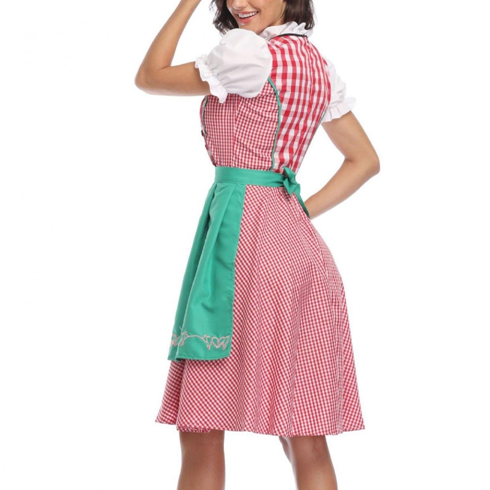 Oktoberfest Costume- Oktoberfest Plaid Bavaria Maid Outfit - Munich National Dirndl- - Pekosa Women Clothing