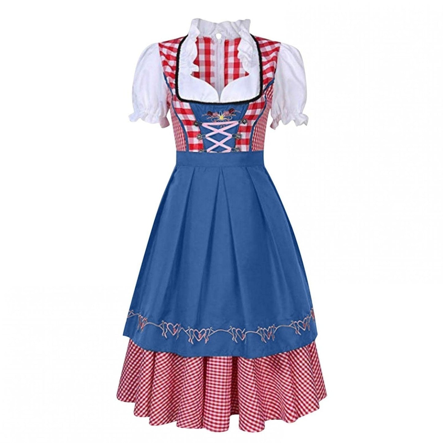 Oktoberfest Costume- Oktoberfest Plaid Bavaria Maid Outfit - Munich National Dirndl- - Pekosa Women Clothing