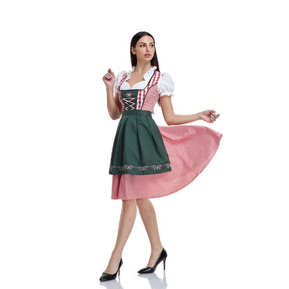 Oktoberfest Costume- Oktoberfest Plaid Bavaria Maid Outfit - Munich National Dirndl- Deep green- Pekosa Women Clothing