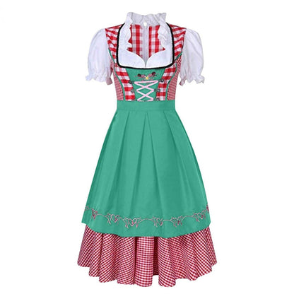 Oktoberfest Costume- Oktoberfest Plaid Bavaria Maid Outfit - Munich National Dirndl- - Pekosa Women Clothing