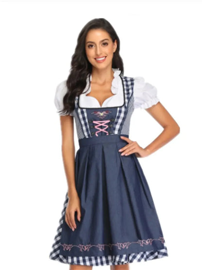 Oktoberfest Costume- Oktoberfest Plaid Bavaria Maid Outfit - Munich National Dirndl- - Pekosa Women Clothing