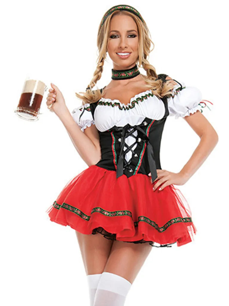 Oktoberfest Outfits- Oktoberfest Bavaria Maid Outfit - Bartender German Cosplay Dress- - Pekosa Women Clothing