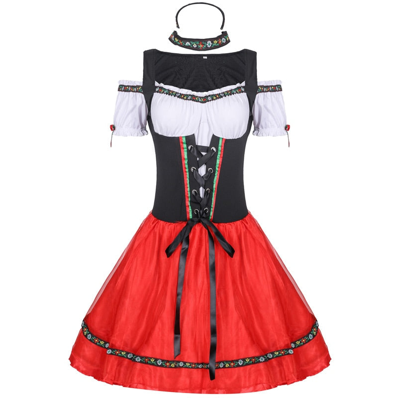 Oktoberfest Outfits- Oktoberfest Bavaria Maid Outfit - Bartender German Cosplay Dress- - Pekosa Women Clothing