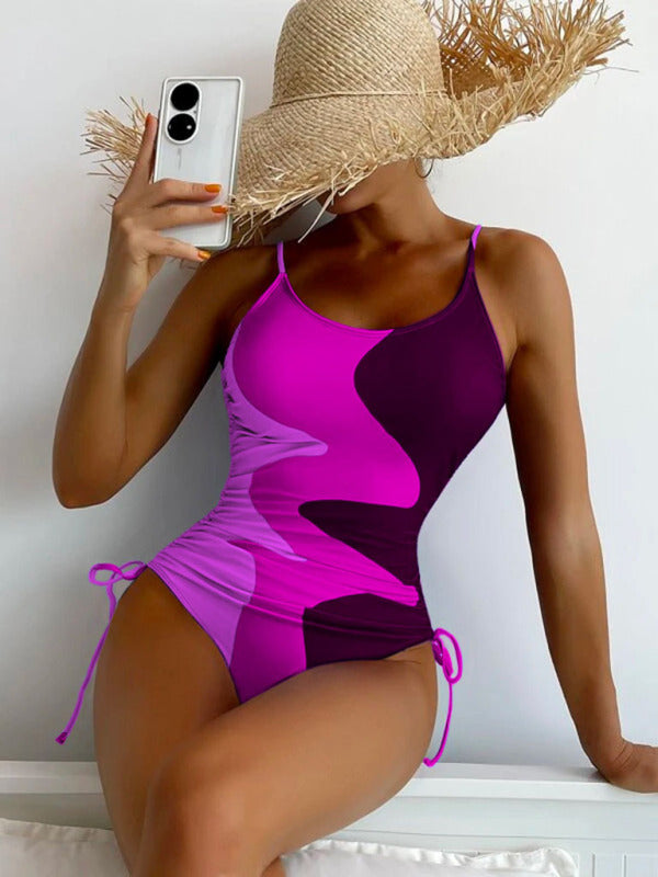 One Piece Bikini- Bask in the Sun: Enjoy Your Water Sports and Occasions with Our Removable Padded One Piece Bikini- Purple- Pekosa Women Clothing