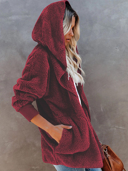 Overcoat Hoodies- Plush Sherpa Hoodie - Oversized Jacket- - Pekosa Women Clothing