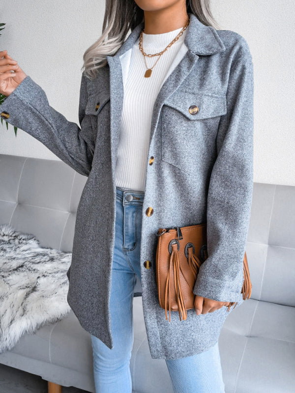 Overcoats- Plush Wool Overcoat - Long Belted Jacket- - Pekosa Women Clothing