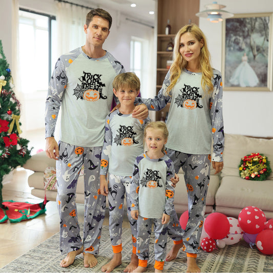 Pajamas Set- Family Halloween Sleepwear 2 Piece Spooky Pajamas- Pattern1- Pekosa Women Clothing