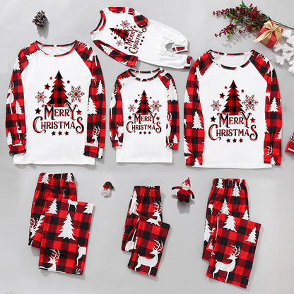 Pajamas set- Merry Christmas Family Plaid Tree Pajamas Set- Pattern2- Pekosa Women Clothing