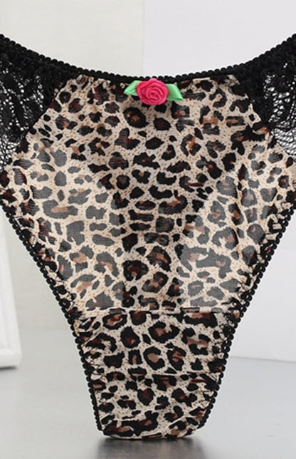 Panties- Women's Animal Print Lace G-String Panty- - Pekosa Women Clothing