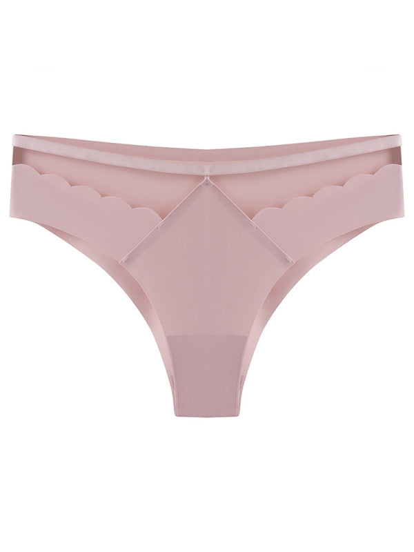 Panties- Women's Floral Lace Cutout Thong Panty- Pink- Pekosa Women Clothing