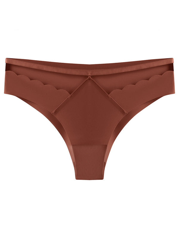 Panties- Women's Floral Lace Cutout Thong Panty- Brown- Pekosa Women Clothing