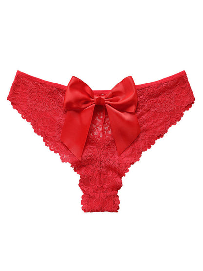 Panties- Women's Floral Lace Panty with Elegant Bow Back- - Pekosa Women Clothing