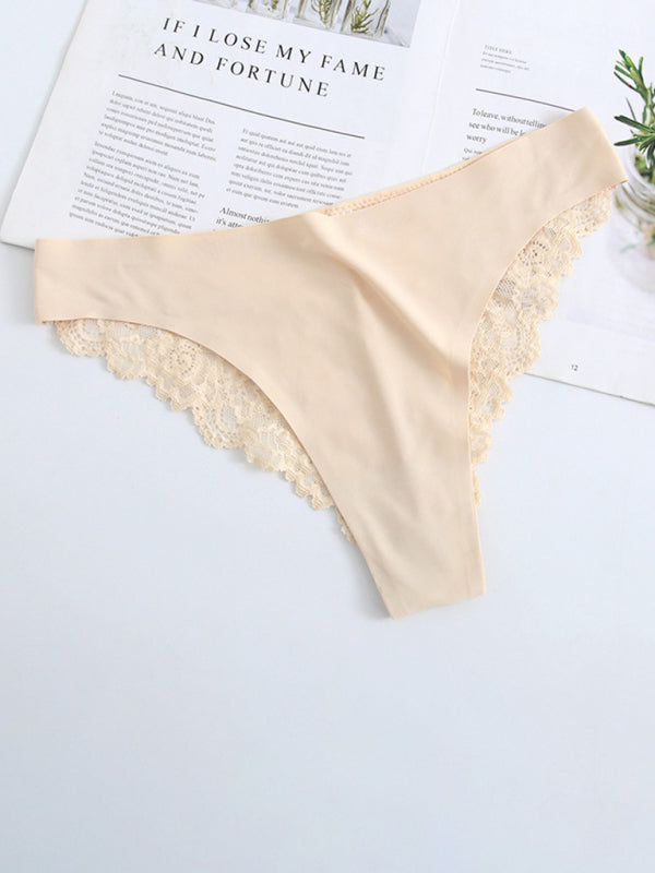 Panties- Women's Seamless Floral Lace Panty for Everyday- Cracker khaki- Pekosa Women Clothing