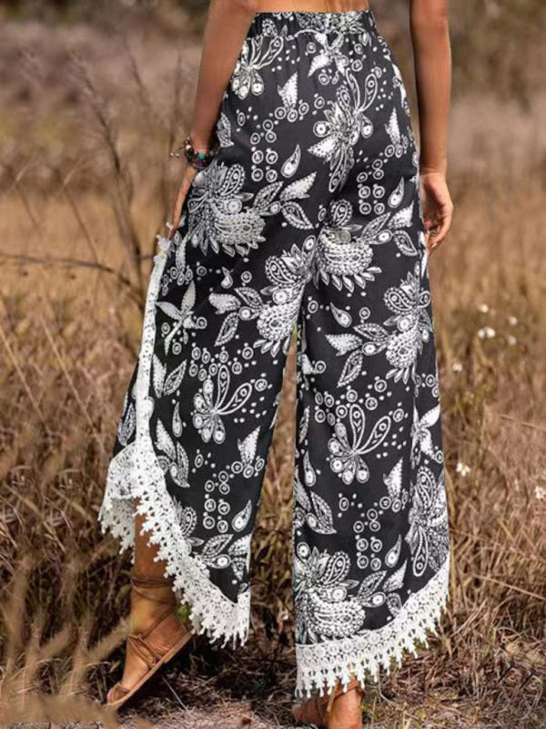 Pants- Boho Casual Paisley Print Pants - Women's Trousers- - Pekosa Women Clothing