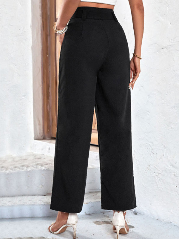 Pants- High Rise Pants | Fancy Bowknot Waist Trousers- - Pekosa Women Clothing