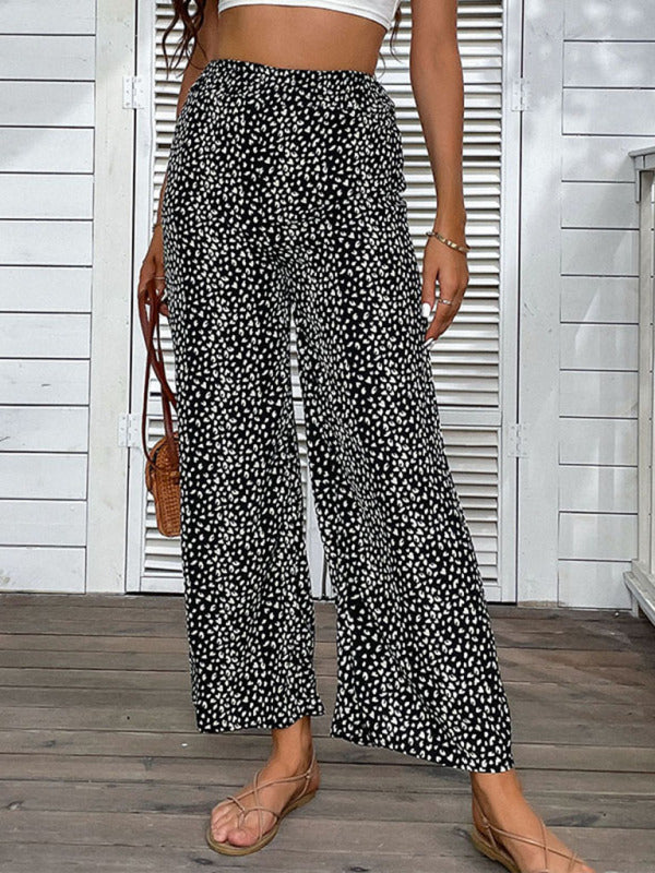 Pants- Leopard Print Trousers for Women - Wide Leg Pants- - Pekosa Women Clothing