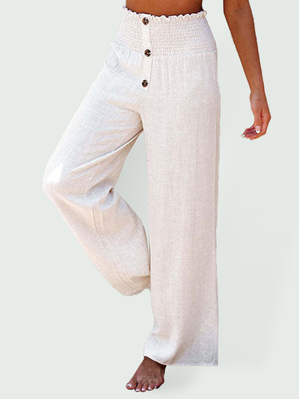 Pants- Pure Cotton and Linen Loose Wide-Leg Women's Trousers- - Pekosa Women Clothing