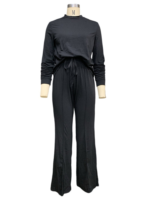 Women's Two-Piece Long Sleeve T-Shirt and Elastic Waist Pants