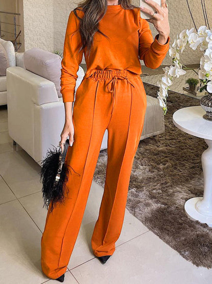 Women's Two-Piece Long Sleeve T-Shirt and Elastic Waist Pants