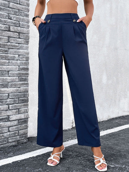 Pants- Straight-leg Trousers - Elegant Sailor Pants- - Pekosa Women Clothing