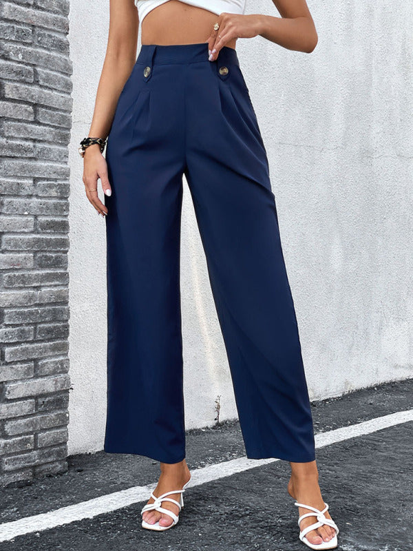 Pants- Straight-leg Trousers - Elegant Sailor Pants- - Pekosa Women Clothing