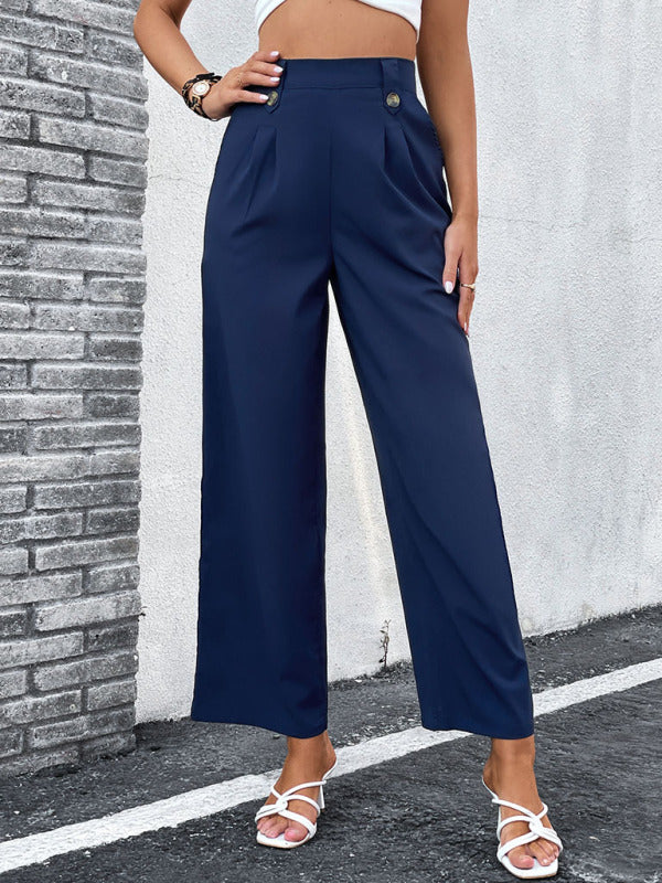 Pants- Straight-leg Trousers - Elegant Sailor Pants- - Pekosa Women Clothing