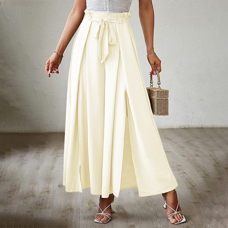 Pants- Summer Look On-Point with Our Palazzo Trousers - - Pants- Cracker khaki- Pekosa Women Clothing