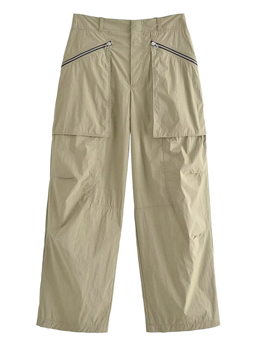 Pants- Women's Solid Cargo Pants for Everyday Adventures- Khaki- Pekosa Women Fashion