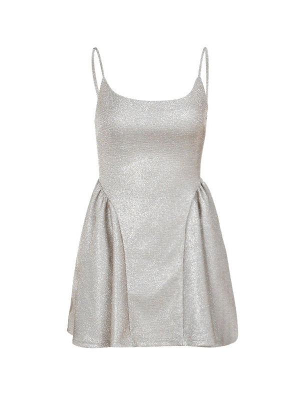 Party Dresses- Birthday Couture Sleeveless Glitter Mini Dress for Festive Parties- - Pekosa Women Clothing