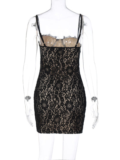 Party Dresses- Party Lace Bodycon Bustier Mini Dress for Nights Out- - Pekosa Women Fashion