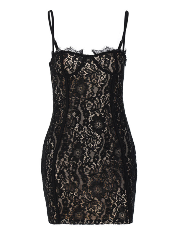 Party Dresses- Party Lace Bodycon Bustier Mini Dress for Nights Out- - Pekosa Women Fashion