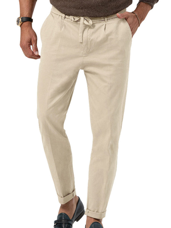 Pencil Pants- Classic Men’s Casual Pencil Pants in Solid Colors- Cracker khaki- Pekosa Women Fashion