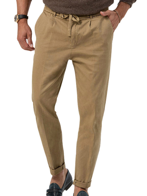 Pencil Pants- Classic Men’s Casual Pencil Pants in Solid Colors- Khaki- Pekosa Women Fashion