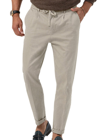 Pencil Pants- Classic Men’s Casual Pencil Pants in Solid Colors- Grey- Pekosa Women Fashion