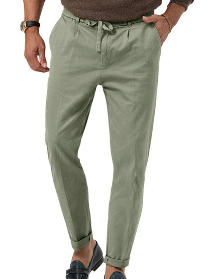 Pencil Pants- Classic Men’s Casual Pencil Pants in Solid Colors- Grey green- Pekosa Women Fashion