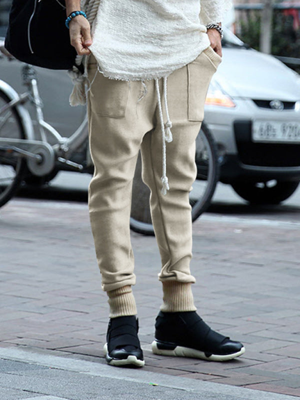 Pencil Pants- Men’s Knit Patched Jogger Pencil Pants - Casual Sweatpants- - Pekosa Women Fashion