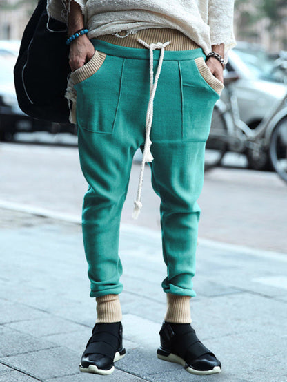 Pencil Pants- Men’s Knit Patched Jogger Pencil Pants - Casual Sweatpants- Acid blue- Pekosa Women Fashion