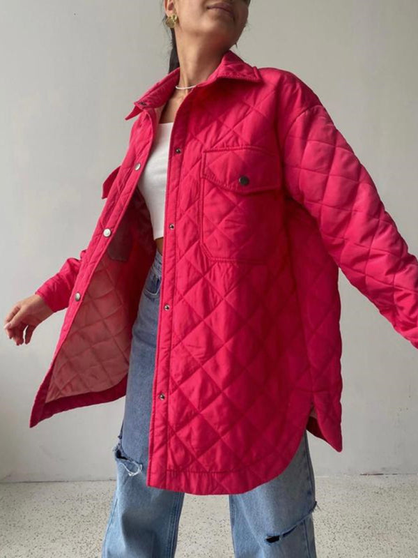 Quilted Jackets- Winter Cotton Longline Tie-Belt Coat Quilted Jacket- - Pekosa Women Clothing